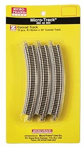 Micro Trains Line 99040903 Z Scale Micro-Track Code 55 Nickel Silver Rails w/Dual Joining System (DJS)(TM) -- R195mm x 30-Degree Curved Track pkg(12)