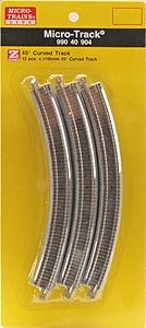 Micro Trains Line 99040904 Z Scale Micro-Track Code 55 Nickel Silver Rails w/Dual Joining System (DJS)(TM) -- 7-11/16" 195mm Radius 45-Degree Curved Track pkg(12)