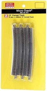 Micro Trains Line 99040912 Z Scale Micro Track Curved Track -- 490mm x 13-Degree Curved Track pkg(12)