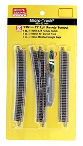 Micro Trains Line 99040914 Z Scale Micro Track 13-Degree Remote Turnout -- Left-Hand