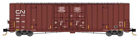 Micro Trains Line 99301870 N Scale 60' Rib-Side, Double-Plug-Door High-Cube Boxcar 3-Pack - Ready to Run -- Canadian National DWC 795166, 795194, 795297 (Boxcar Red, Website Logo)
