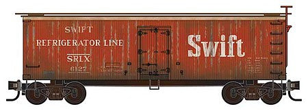 Micro Trains Line 99301925 N Scale 36' Wood-Sheathed Ice Reefer 16-Pack - Ready to Run -- Swift (Weathered, red, white)