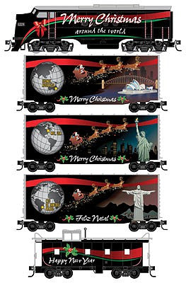 Micro Trains Line 99321370 N Scale Christmas Around the World Train Set -- EMD FT-A, 4 Cars (white, red, blue)