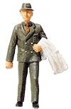 Merten 22 G Scale Standing Passengers -- Man In Suit Carrying Overcoat