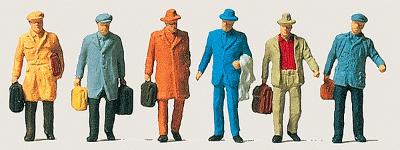 Merten 2547 HO Scale Pedestrians -- Male Passengers w/Baggage