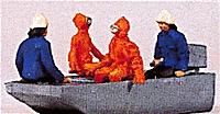 Merten 5013 HO Scale Economy Figure Set -- Fire Rescue/Dive Crew in Boat