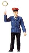 Merten 7 G Scale Railroad Station Personnel -- Cunductor w/Signal Paddle Raised
