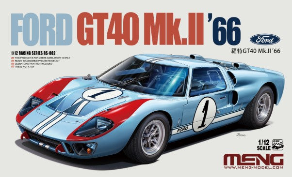 Meng Model Kits RS2 1/12 1966 Ford GT40 Mk II Race Car