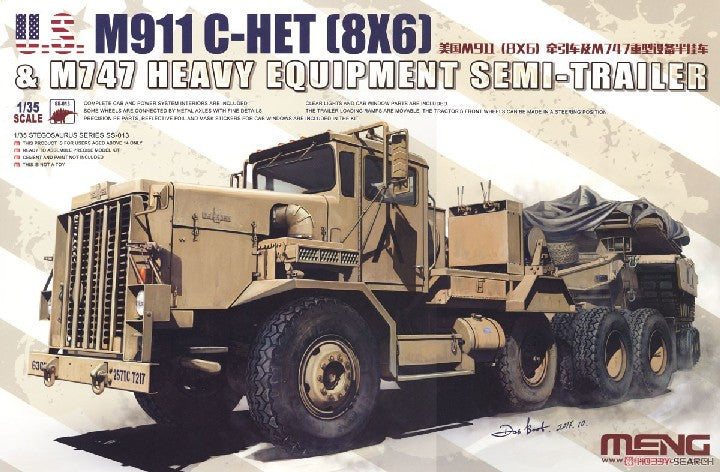 Meng Model Kits SS13 1/35 US M911 C-HET Heavy Tractor (8x6) & M747 Heavy Equipment Semi-Trailer