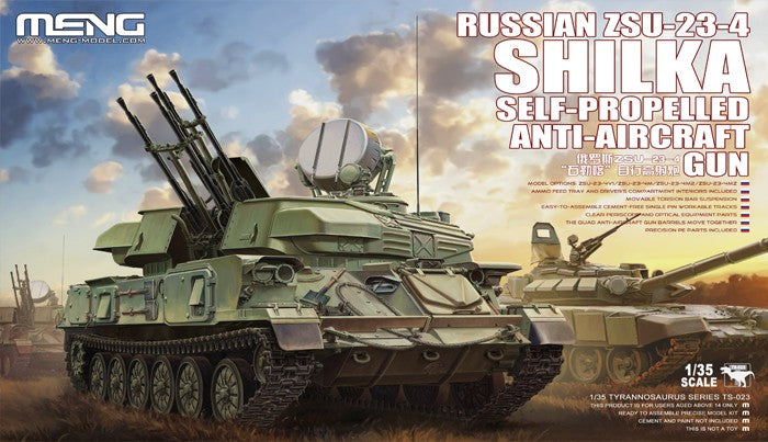 Meng Model Kits TS23 1/35 Russian ZSU23-4 Shilka Self-Propelled Anti-Aircraft Weapon System Vehicle