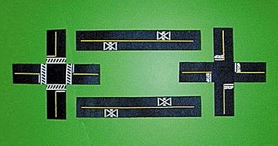 Mini Highways 105 N Scale Railroad Crossing & Intersection -- Yellow Centerlines pkg(2)
