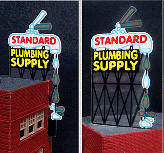 Miller Engineering 9181 All Scale Standard Plumbing Supply Animated Neon Billboard -- 3-1/2 x 1-3/4"  8.9 x 4.5cm