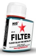 Mig Productions F428 Enamel Clear Blue Filter for Metallics 35ml Bottle (D)