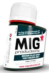 Mig Productions P285 Enamel Brown Blue Wash for Panzer Grey 75ml Bottle (D)