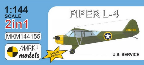 Mark I Models 144155 1/144 Piper L4 US Service Aircraft (2 in 1) (Ltd Edition) (Bagged w/header)