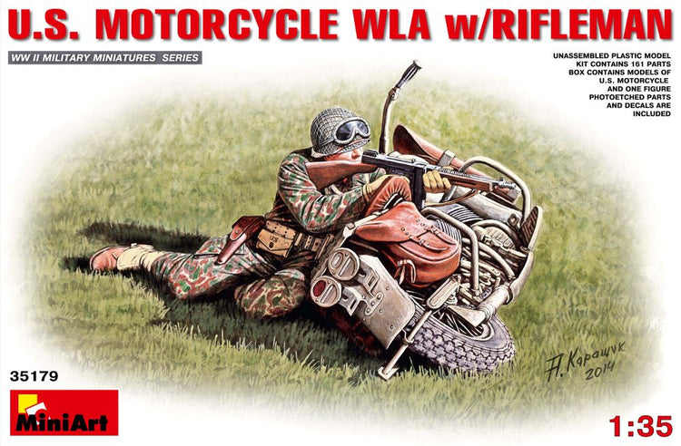 MiniArt 35179 1/35 WWII US Motorcycle WLA w/Rifleman (D)