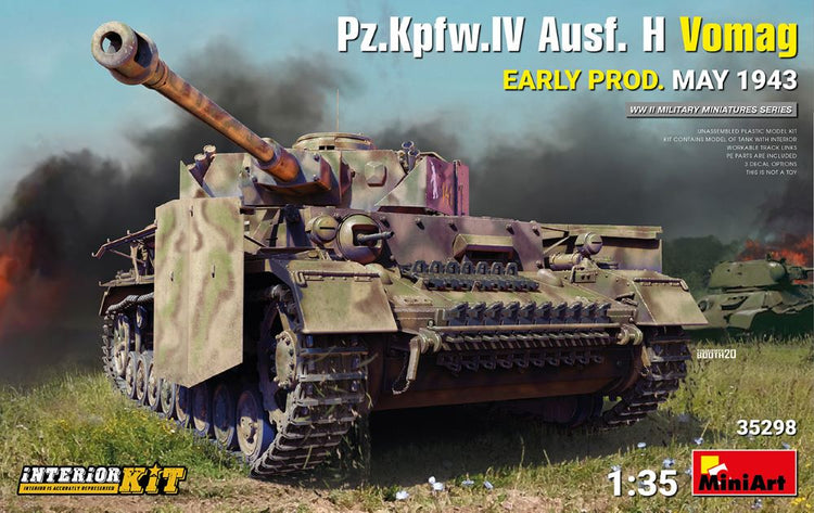 MiniArt 35298 1/35 WWII PzKpfw IV Ausf H Vomag Early Production Tank w/Full Interior May 1943