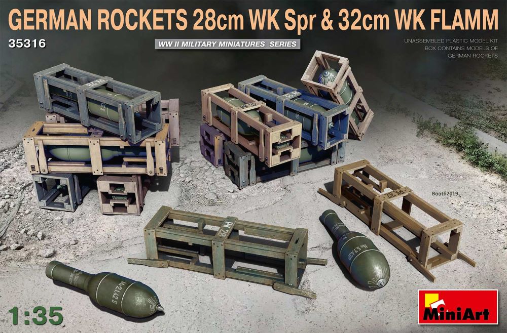 MiniArt 35316 1/35 WWII German Rockets 28cm WK Spr & 32cm WK Flamm (24) w/Crates (12)