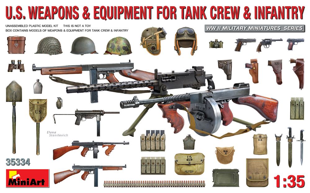 MiniArt 35334 1/35 WWII US Tank Crew/Infantry Weapons & Equipment