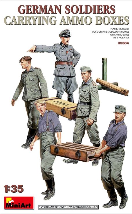 MiniArt 35384 1/35 WWII German Soldiers (5) w/2 Ammo Boxes
