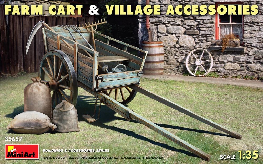 MiniArt 35657 1/35 Farm Cart & Village Accessories