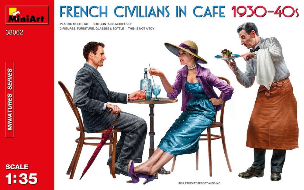 MiniArt 38062 1/35 French Civilians in Cafe (2) w/Waiter 1930s-40s