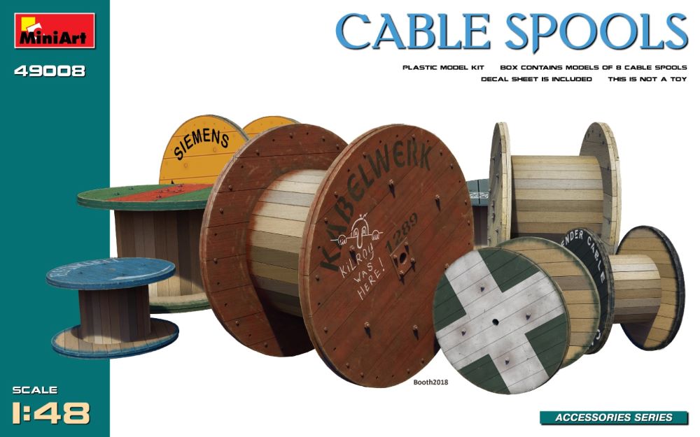 MiniArt 49008 1/48 Cable Spools (8)