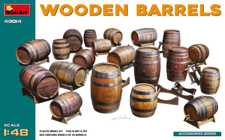 MiniArt 49014 1/48 Wooden Barrels (20) (New Tool)