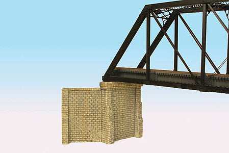 Monroe Models 930 HO Scale 2 Cut-Stone Bridge Abutments with 4 Wing Walls -- Fits Central Valley Single-Track Truss Bridge (Sold Separately)