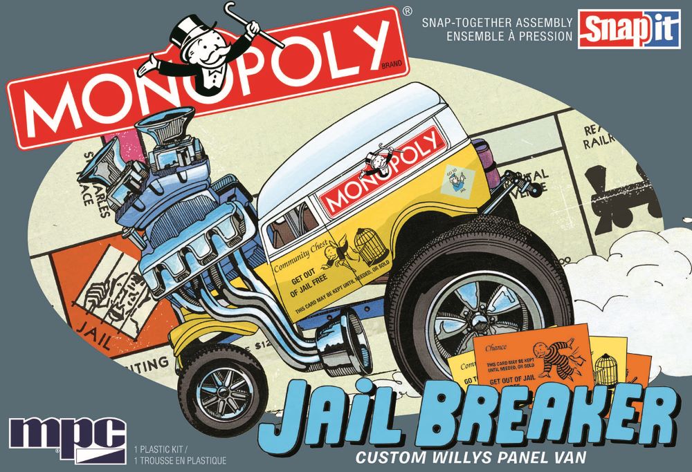 MPC Models 946 1/25 Monopoly Jail Breaker Custom Willys Panel Van (Snap) (D)