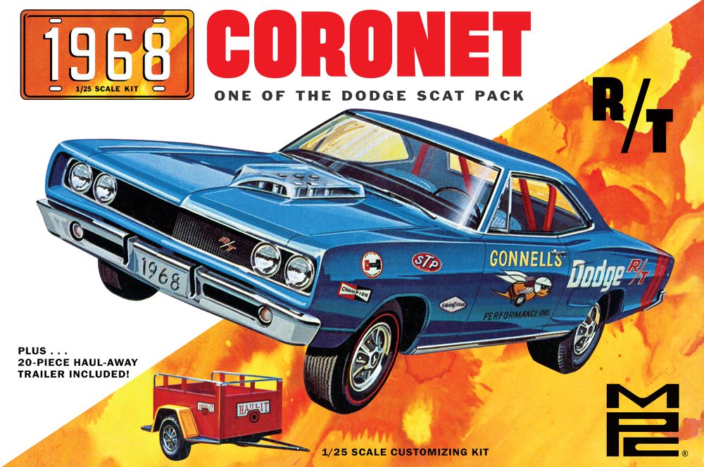 MPC Models 975 1/25 1968 Dodge Coronet Hardtop w/Trailer