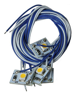 Model Rectifier (MRC) 25302 HO Scale LED w/10" 25.4cm Wire Leads 4-Pack - Light Genie(TM) -- Pearl White