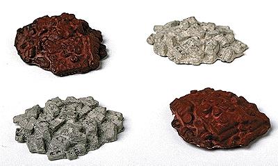 Model Railstuff 120 HO Scale Material Piles (One-Piece, Painted Plaster Castings) -- Broken Drainage Tiles & Blocks