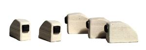 Model Railstuff 1310 N Scale Bumpers (One-Piece, Painted Plaster Castings) -- End Of Track Style Concrete Pennsy Style pkg(5)