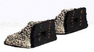 Model Railstuff 1320 N Scale Bumpers (One-Piece, Painted Plaster Castings) -- Heavy Ballast & Timber