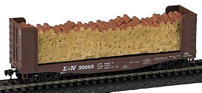 Model Railstuff 1940 HO Scale Pulpwood Loads - Athearn Bulkhead Flats (One-Piece, Painted Plaster Casting) -- 4' Wide Logs pkg(2)