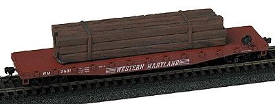 Model Railstuff 2050 HO Scale Banded Heavy Bridge Timbers (Fits Most Flat Cars or Gondolas) -- Creasoted "Wood" (One-Piece, Painted Plaster Casting)