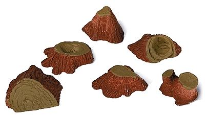 Model Railstuff 3 HO Scale Tree Stumps (One-Piece, Painted Plaster Castings) -- Very Large - Assorted Sizes