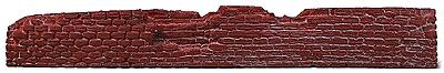 Model Railstuff 440 HO Scale Retaining Walls (One-Piece, Painted Plaster Castings) -- Run-Down Red Brick
