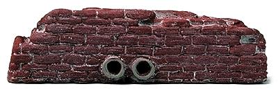 Model Railstuff 460 HO Scale Retaining Walls (One-Piece, Painted Plaster Castings) -- Cut Stone w/Drain Pipes - Red