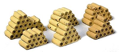 Model Railstuff 490 HO Scale Stacked Drainage Tile - One-Piece Painted Plaster Castings pkg(6) -- Yellow