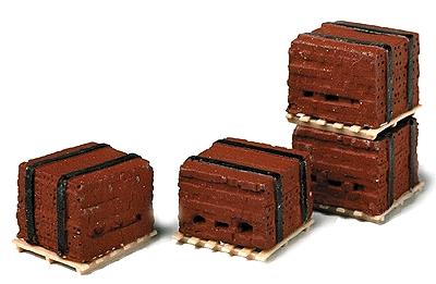 Model Railstuff 520 HO Scale Banded Bricks on Pallets pkg(4) -- Red