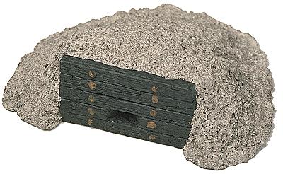 Model Railstuff 8 HO Scale End of Track Bumper (One-Piece, Painted Plaster Casting) -- Heavy Timber on Stone Pile