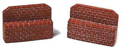 Model Railstuff 920 HO Scale Stone Bridge Abutment Set (One-Piece, Painted Plaster Casting) -- Red