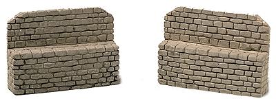Model Railstuff 921 HO Scale Stone Bridge Abutment Set (One-Piece, Painted Plaster Casting) -- Gray