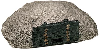 Model Railstuff 9 HO Scale End of Track Bumper (One-Piece, Painted Plaster Casting) -- Light Timber on Stone Pile