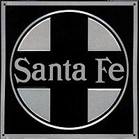 Microscale 10003 All Scale Embossed Die-Cut Metal Sign -- Santa Fe (Black background)