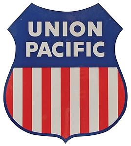 Microscale 10202 All Scale 16 x 18" Heavy Gauge Aluminum Sign -- Union Pacific Shield Logo (red, white, blue)