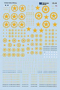 Microscale 1318 V Scale Military Vehicle Decals -- United States Armor Codes & Insignia - 1/72nd & 1/76th Scales Yellow