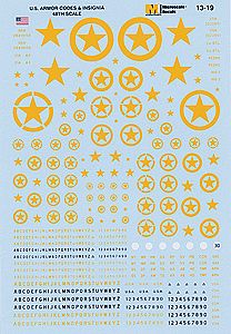 Microscale 1319 O Scale Military Vehicle Decals -- United States Armor Codes & Insignia - 1/48th Scale Yellow